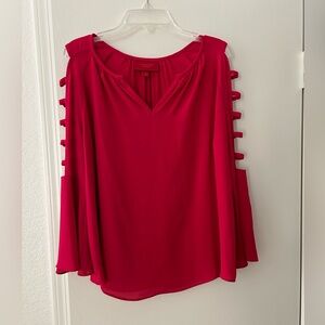 Jennifer Lopez Red Long Bell Sleeve Top. Size Small